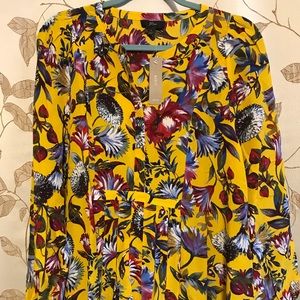 J Crew Silk Pleated Popover Top in Floral Print